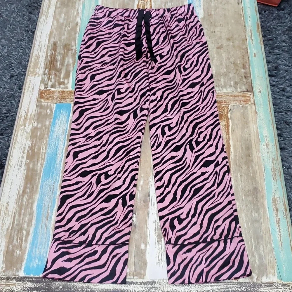 Victoria's Secret After Hours Satin Zebra Stripe Pajama Lounge Pants Small